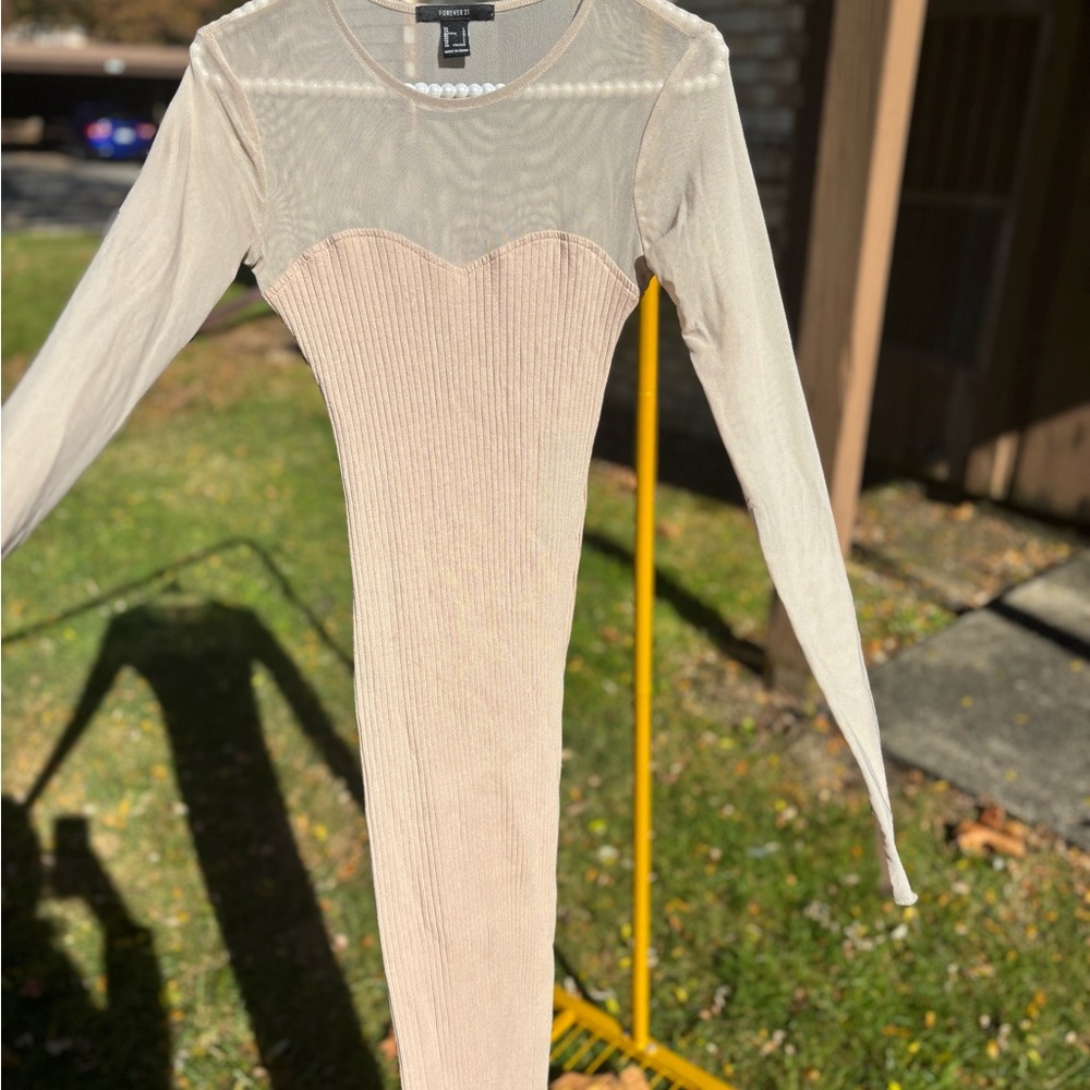 Forever 21 Beige Long Sleeve Dress